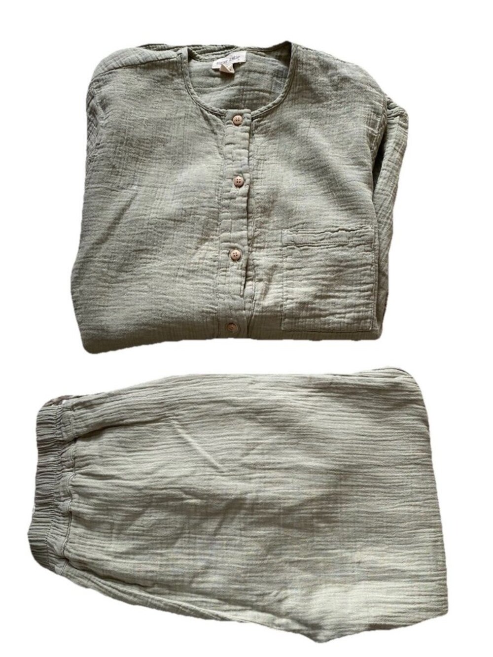 Sister Katie Sage Light Green Muslin Pant Set Small Gauze Two Piece Outfit